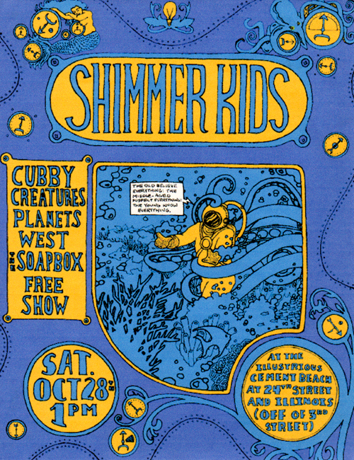 flyer for Cement Beach show curated by The Shimmer Kids, October 28, 1999