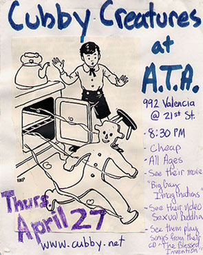 original handbill for Cubby night show at ATA Apr. 27, 2000