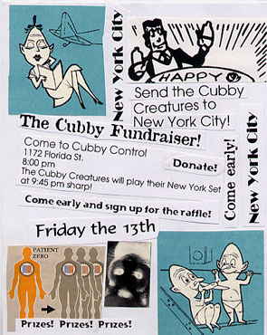 original handbill for Fri. the 13th Cubby New York City fundraiser show at Cubby Control Oct. 2000