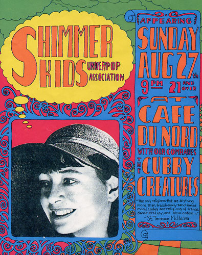 original flyer for Cafe Du Nord show with The Shimmer Kids Aug. 27, 2000