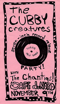 original handbill for Three Sides of Cubby release show Nov. 02, 2002