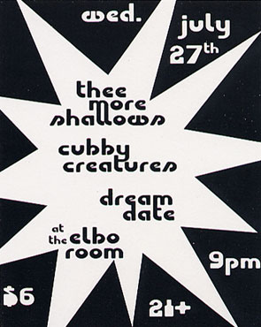 original handbill for July 27, 2005, Elbo Room show with dreamdate and Thee More Shallows