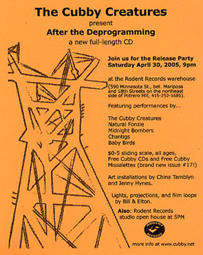 original handbill for After the Deprogramming release show Apr. 30, 2005