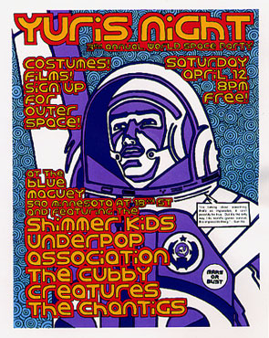 original handbill for Yuri's Night show with Shimmer Kids and Chantigs, April 12, 2003
